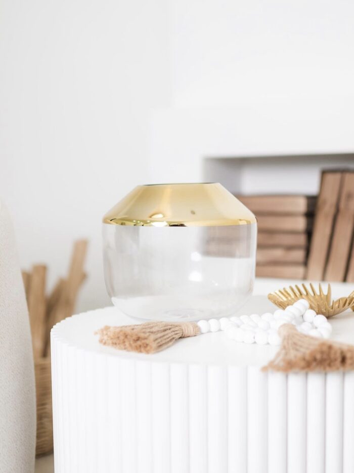 Gold-Topped Glass Vase