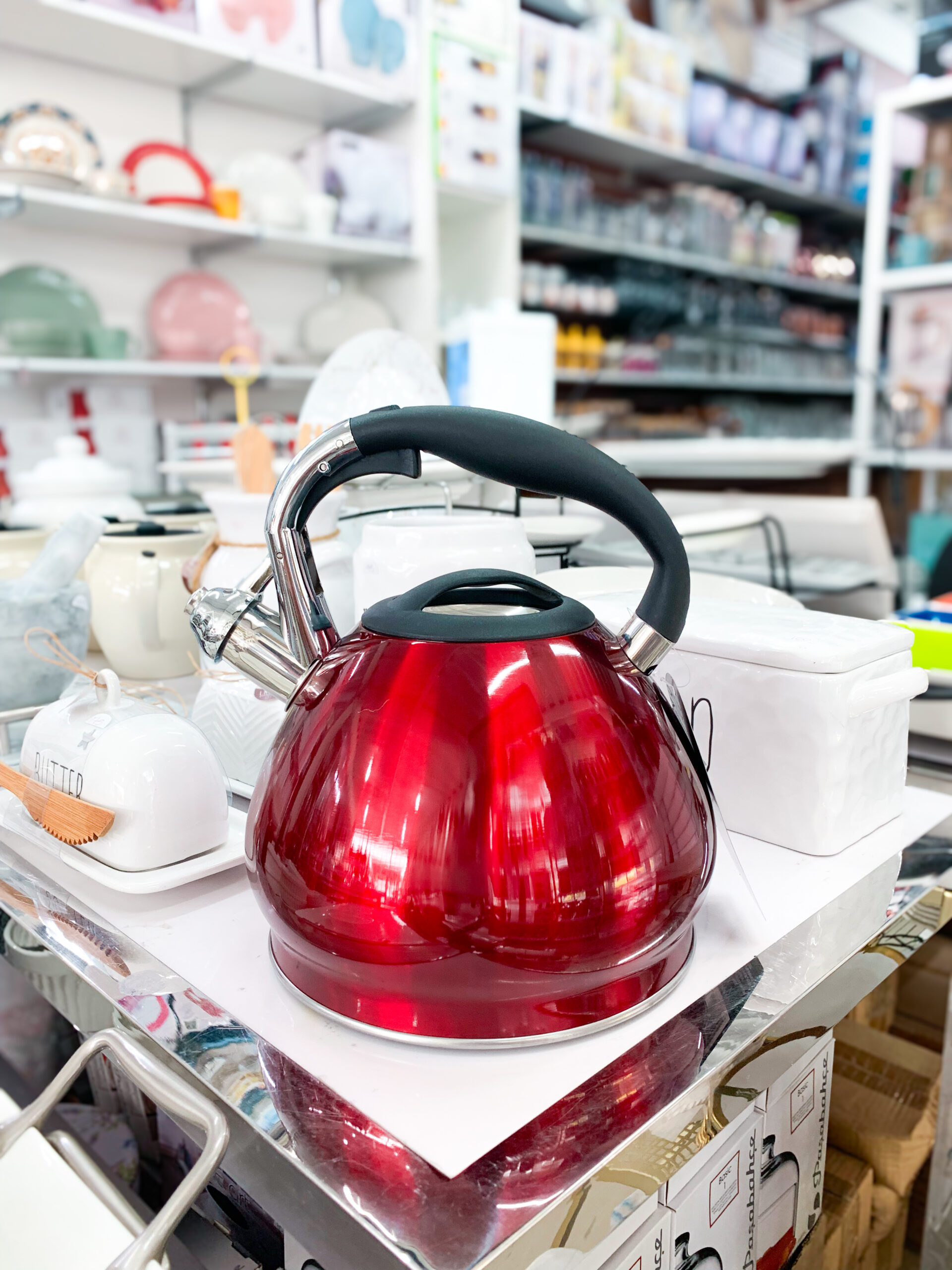 Red Kettle With Black Handle