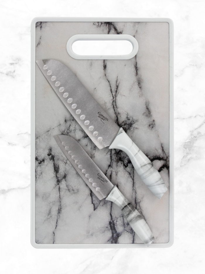 Gibson Marble Knife Set with Cutting Board