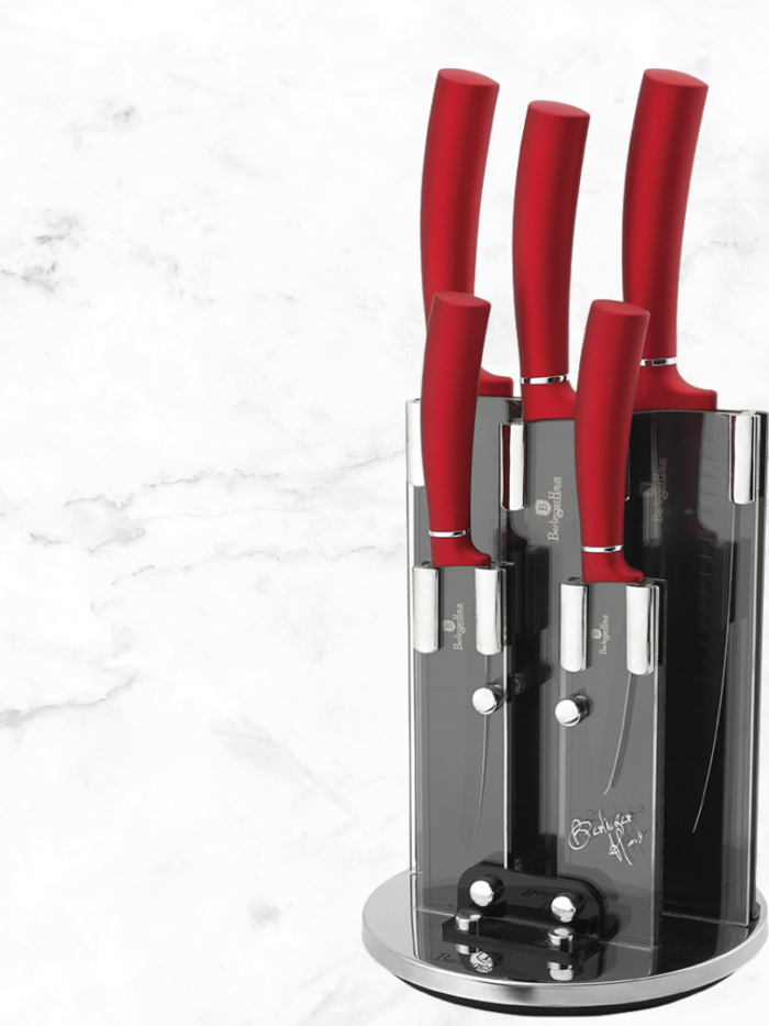 Berlinger Haus Red Knife Set on Rotating Stand