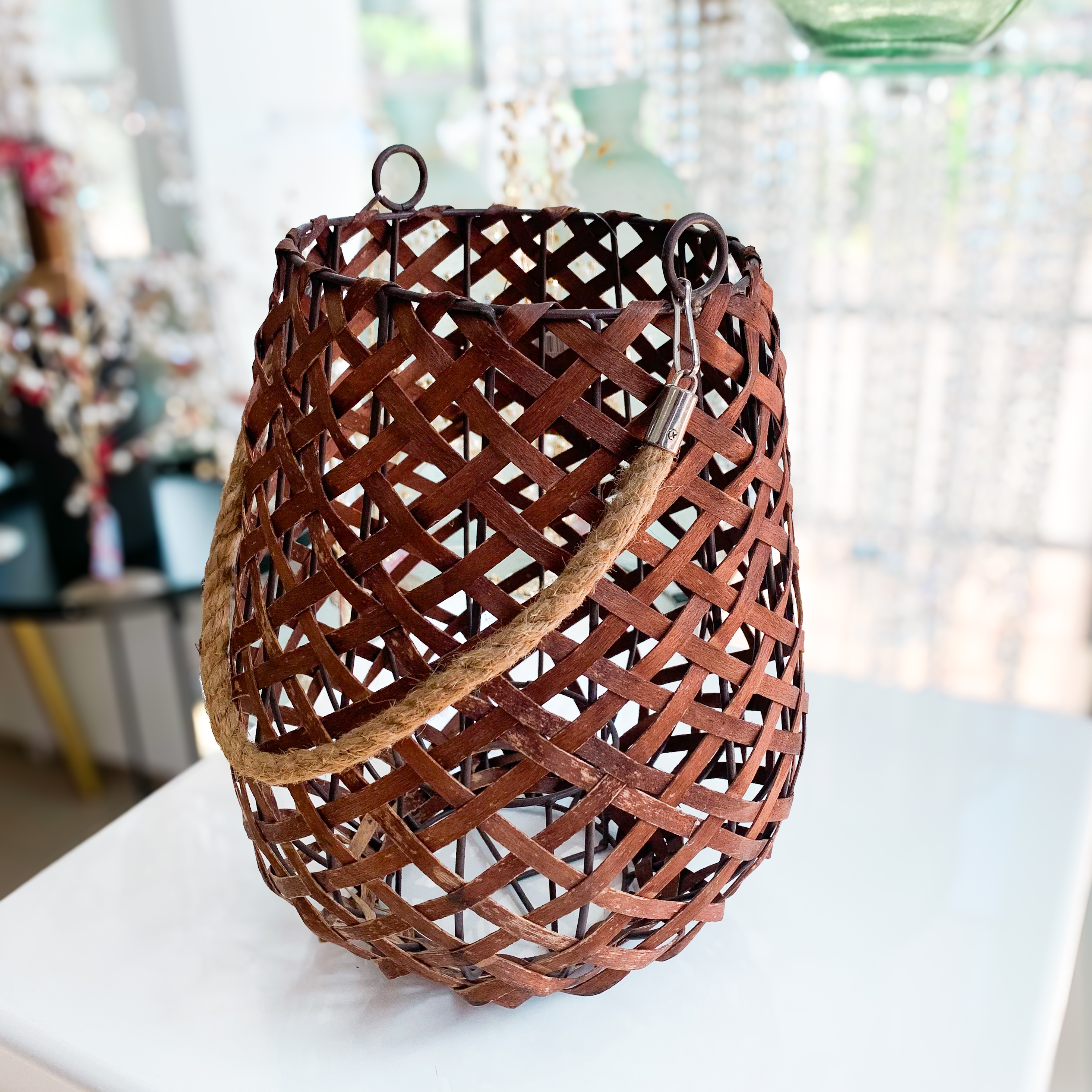 Woven Wood Textured Lantern