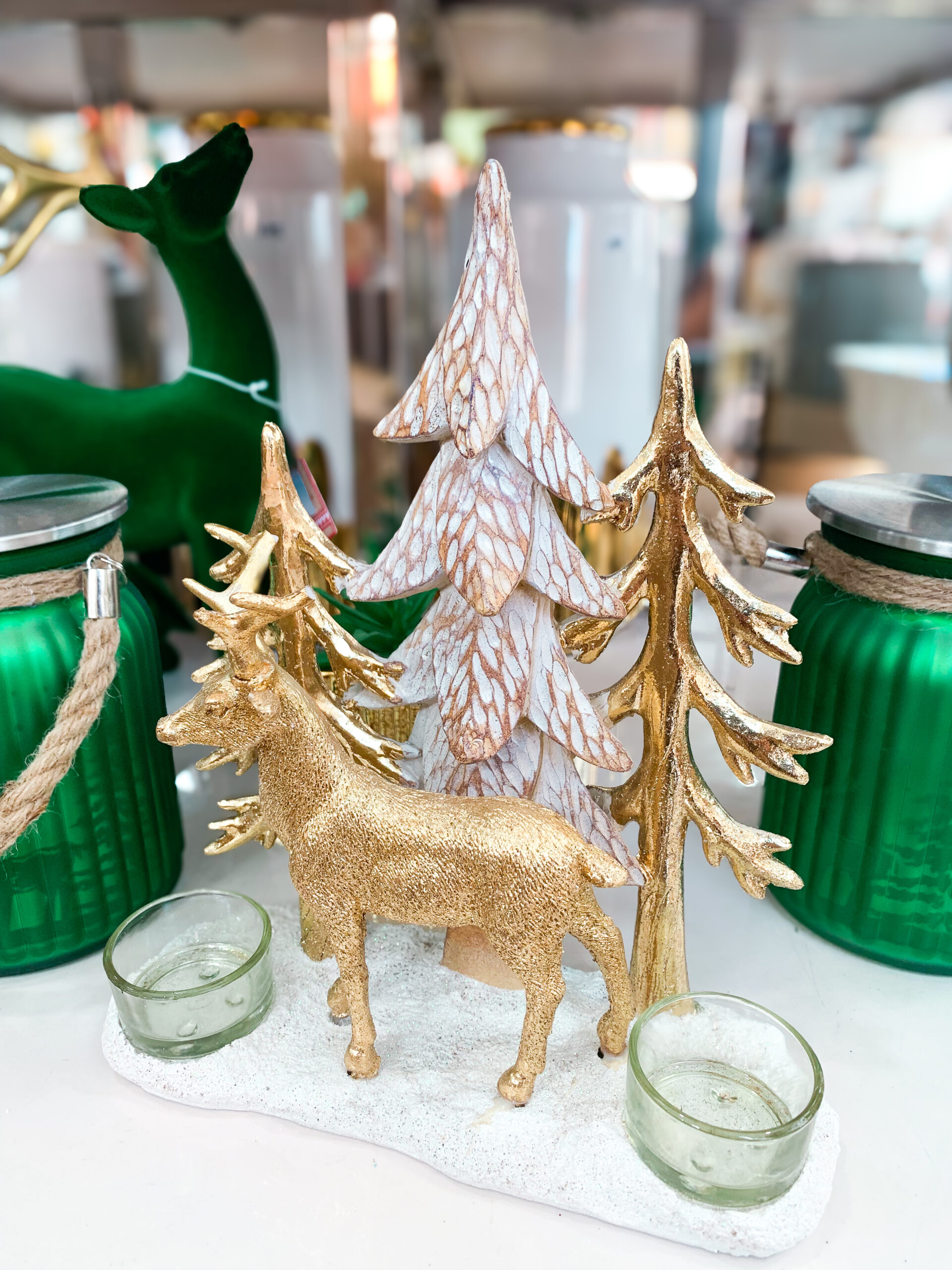 Gold Reindeer and Trees
