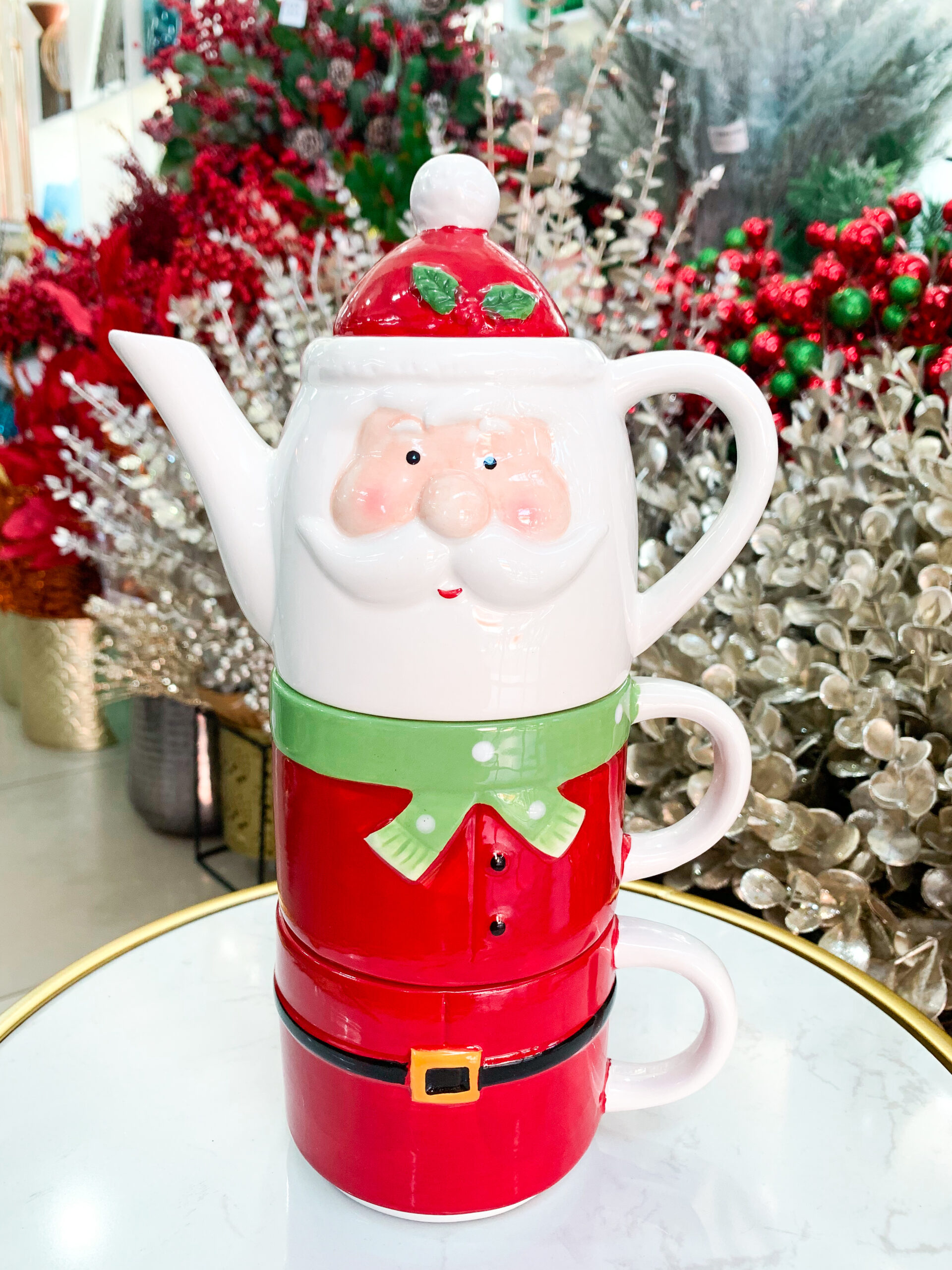 Stackable Santa Mug & Teapot Set