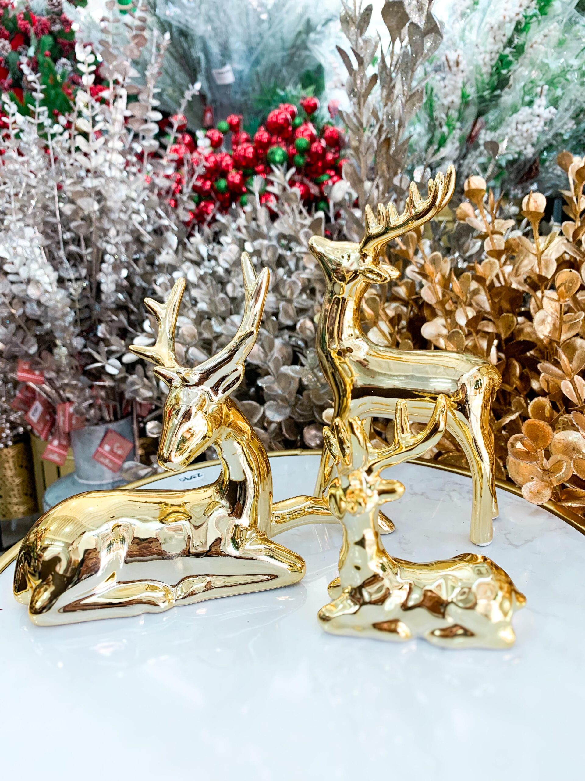 Golden Ceramic Reindeers