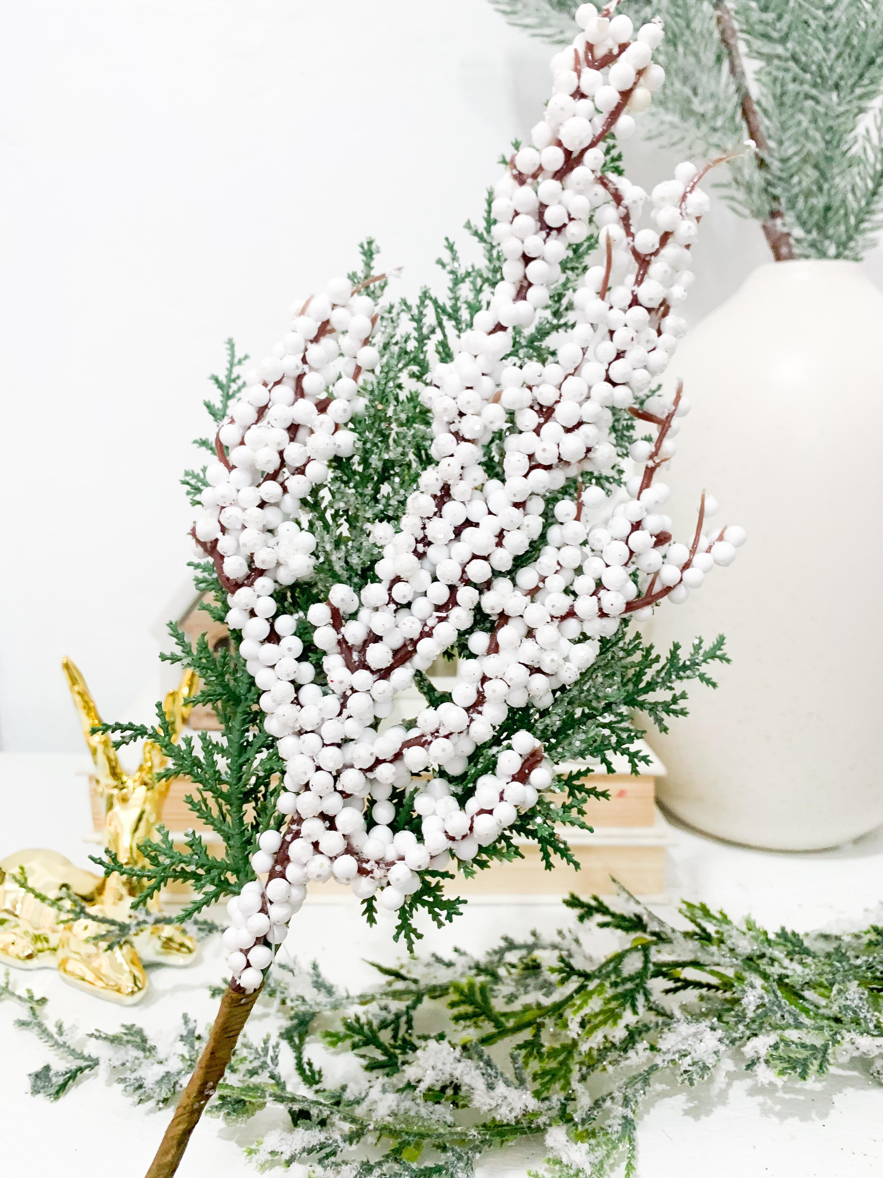 White Cluster Berries on Short Stem